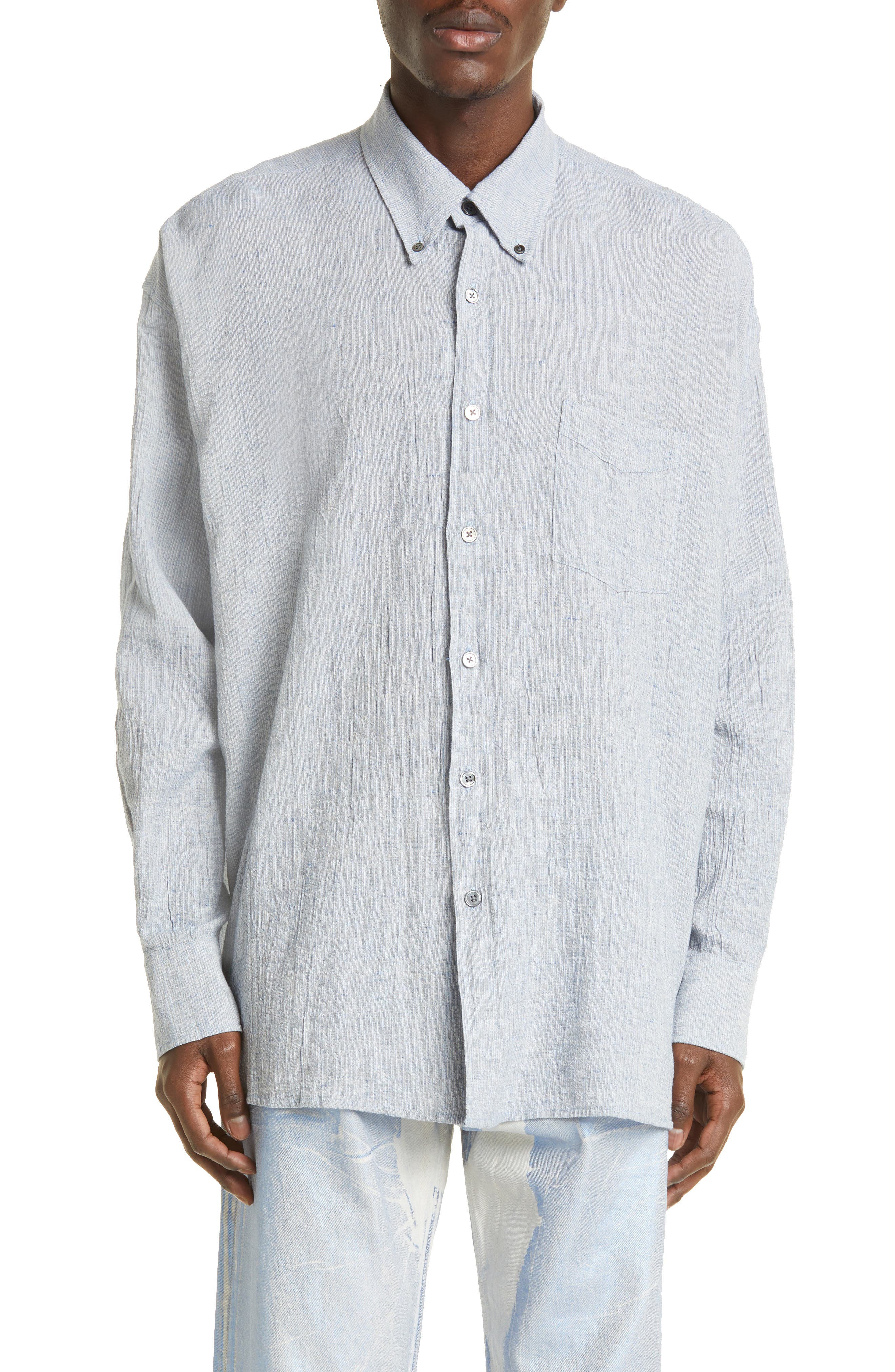 アウターその他 Our Legacy Borrowed BD Shirt Burlington Seersucker Mid Blue Our Legacy Borrowed Shirt Mid Blue Burlington Seersucker