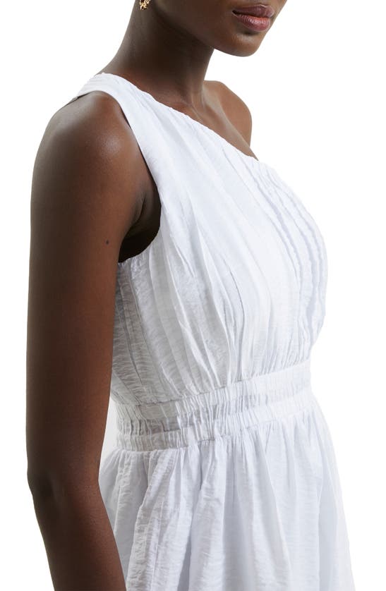 Shop French Connection Faron Drape One-shoulder Minidress In 10-linen White