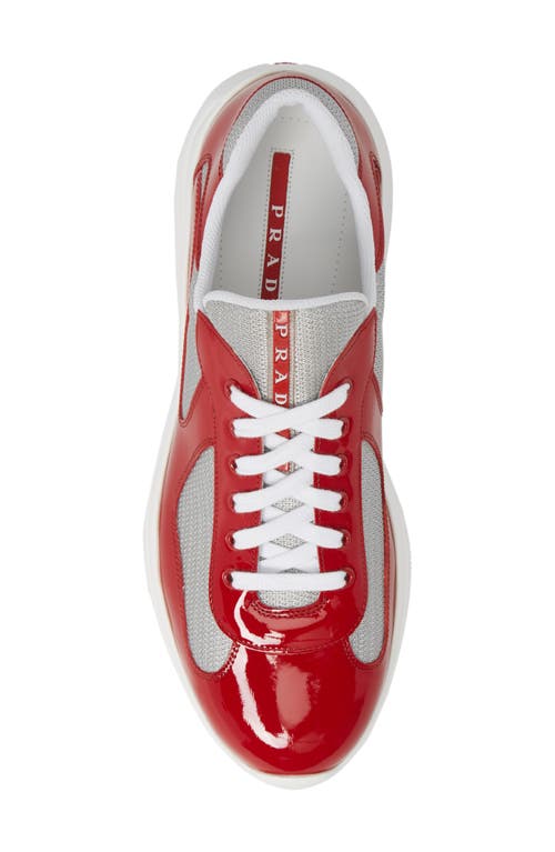 Shop Prada America's Cup Sneaker In Rosso/argento