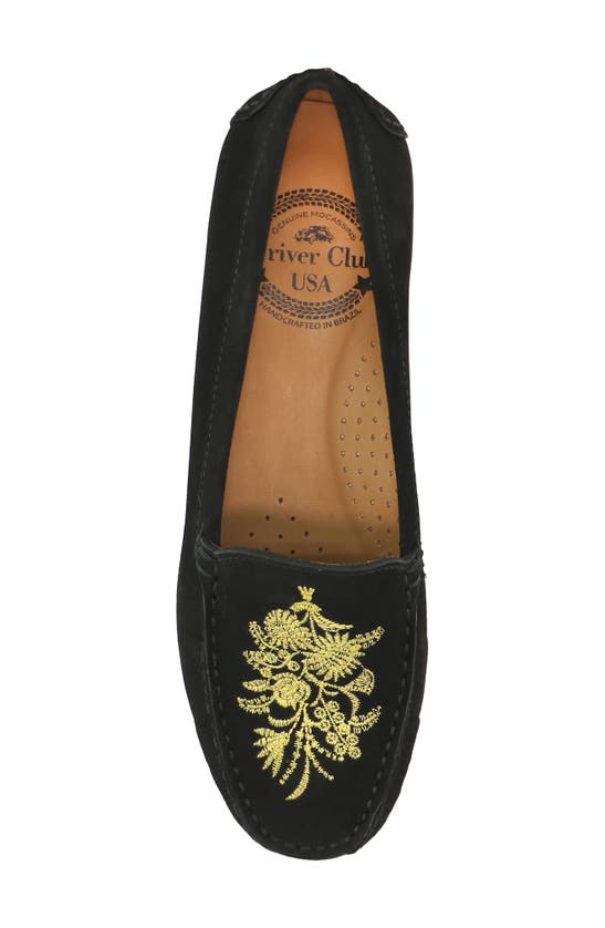 Driver Club Usa Nashville Embroidered Loafer In Black Nubuck