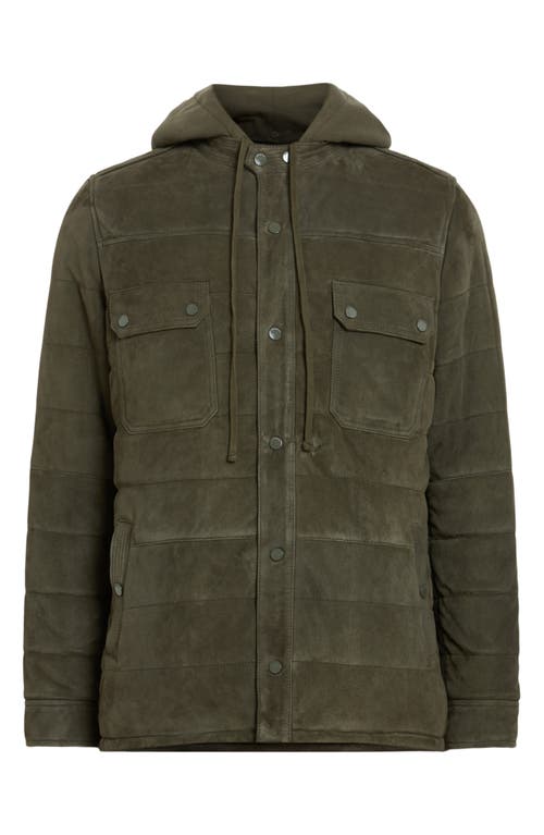 Shop Allsaints Ross Relaxed Fit Suede Overshirt In Neo Green