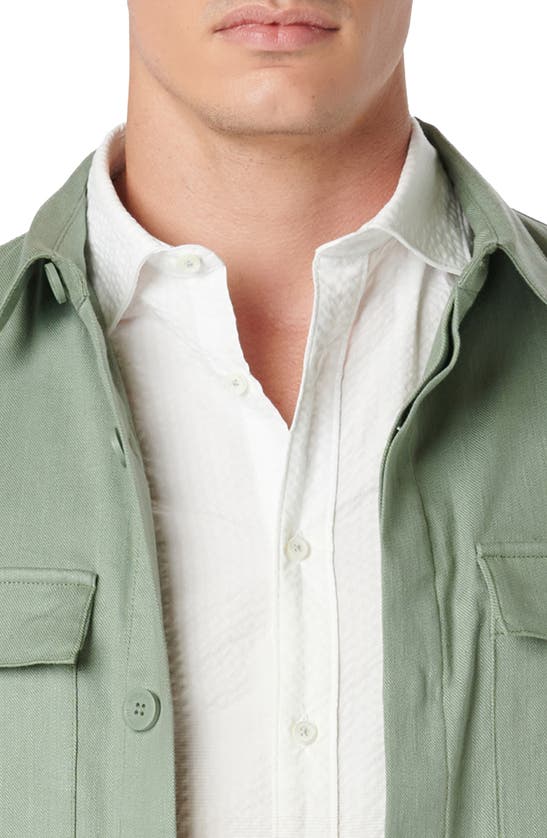 Shop Bugatchi Linen & Cotton Button-up Shirt Jacket In Khaki