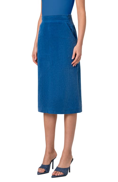 Akris Punto Corduroy A-line Midi Skirt In Smoky Blue