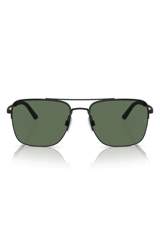 Shop Oliver Peoples Roger Federer 56mm Polarized Pilot Sunglasses In Matte Black Polarized