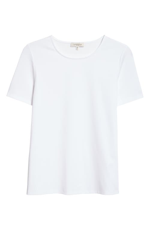 Shop Lafayette 148 New York Stretch Cotton Crewneck T-shirt In White