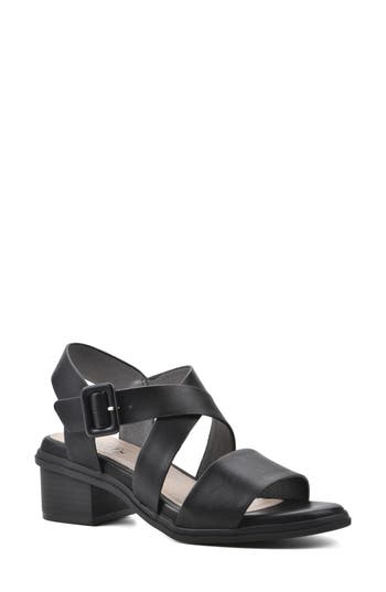 Shop Cliffs By White Mountain Cordovan Heeled Sandal In Black/burnished/smooth