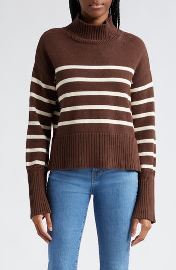 Lancetti Stripe Cotton Mock Neck Sweater
