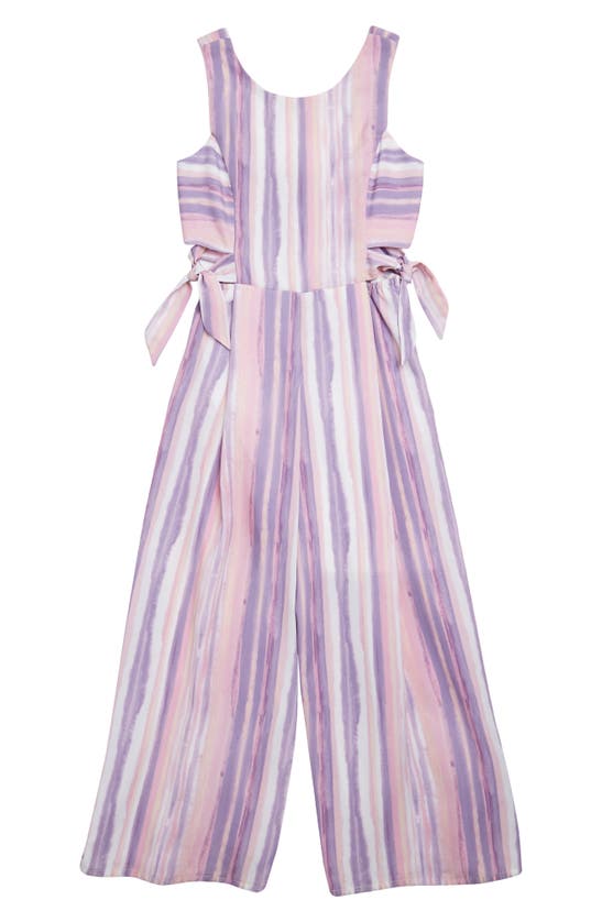 Ava & Yelly Kids' Challis Side Knot Jumpsuit In Lilac