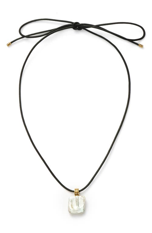 Missoma Square Freshwater Pearl Pendant Necklace In Gold