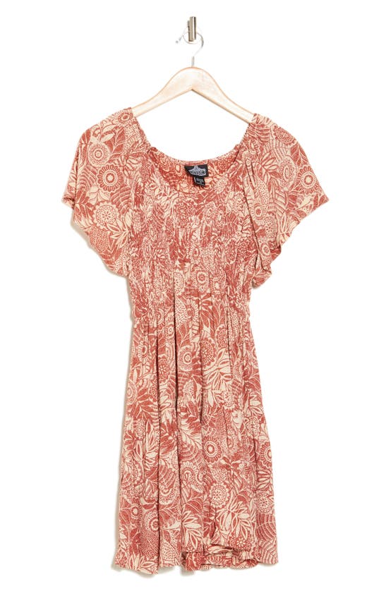 Angie Short Sleeve Tiered Dress In Ginger