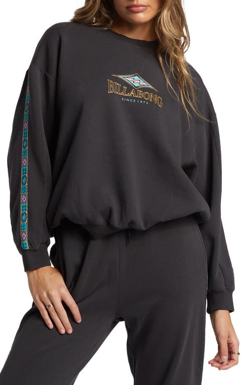 Shop Billabong Swipe Right Kendal Cotton Blend Sweatshirt In Black Sands