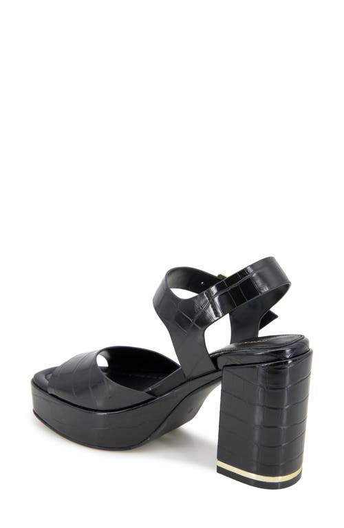 Kenneth Cole Dolly Ankle Strap Platform Heeled Sandal In Black Croco