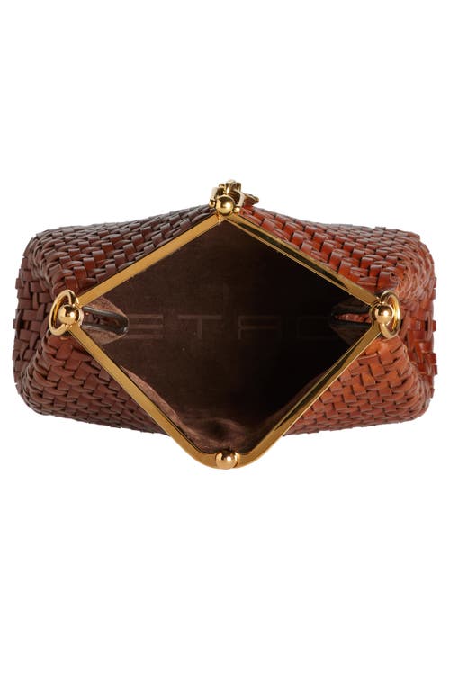 Shop Etro Small Vela Woven Leather Shoulder Bag In M0124 Walnut