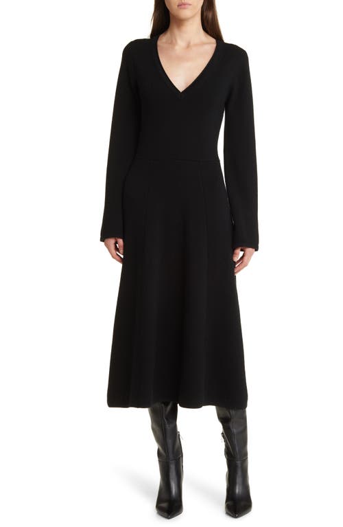 ARGENT Everyday Long Sleeve Merino Wool Sweater Dress in Black