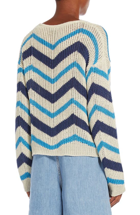 Max Mara Venusia Zigzag-intarsia Linen Jumper In Navy