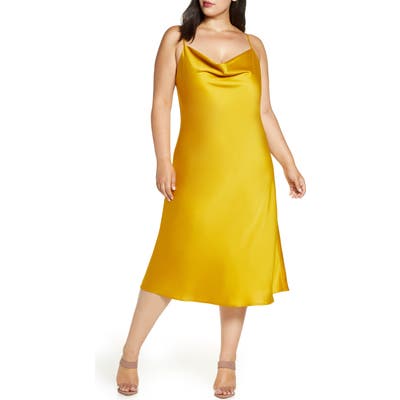 Plus Size R29 X Eloquii Cowl Neck Slipdress, Yellow