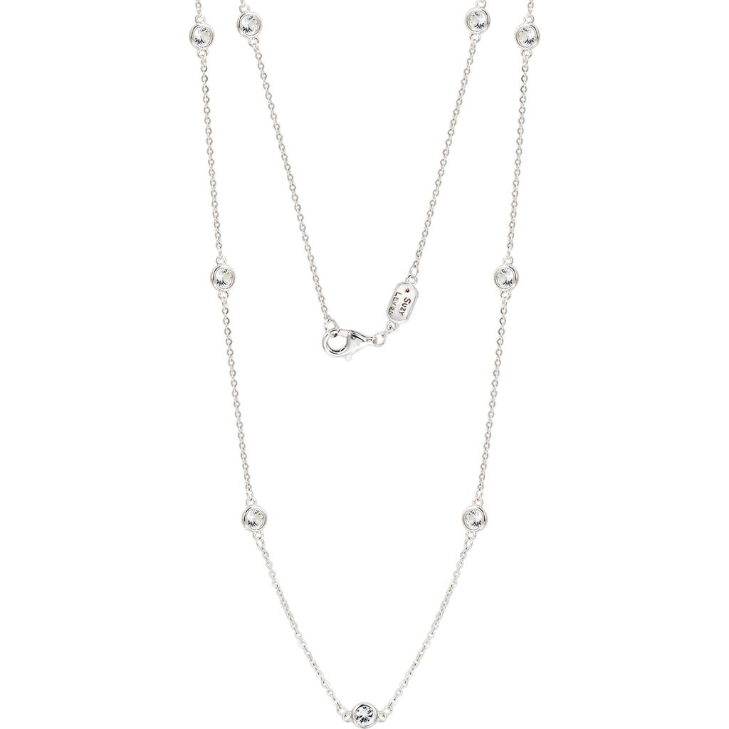Suzy Levian Sterling Silver White Topaz Station Necklace In White
