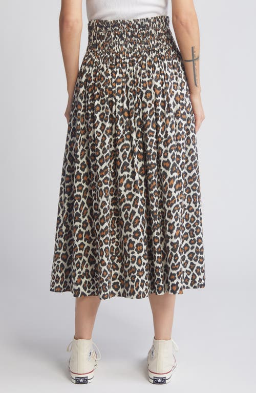 Shop The Great . The Viola Leopard Print Cotton Midi Skirt In Heritage Leopard