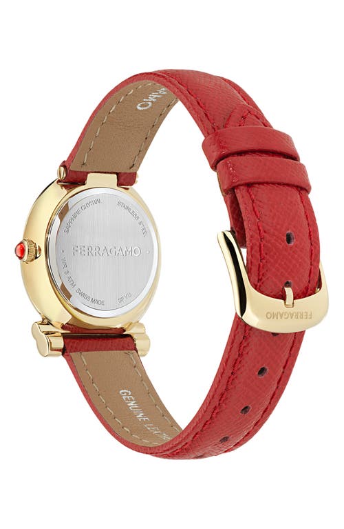 Shop Ferragamo Gancini Twisted Leather Strap Watch, 28mm In Ip Yellow Gold