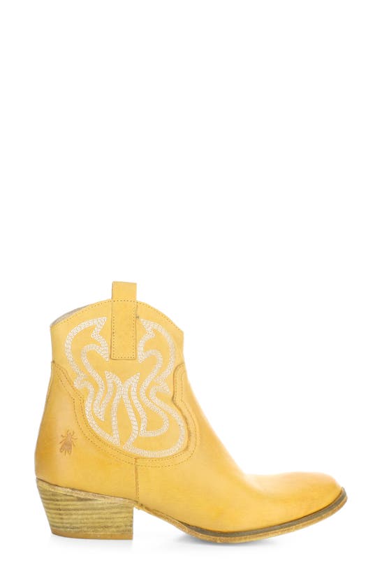 Fly London Wami Western Boot In Yellow Velvet