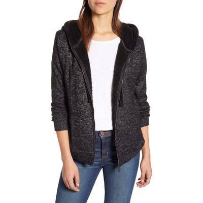 Bobeau Fleece Lined Hooded Jacket, Black