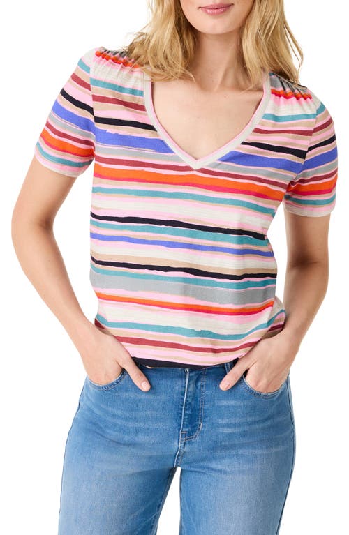 NZT by NIC+ZOE Painted Stripes Cotton & Modal T-Shirt Pink Multi at Nordstrom,