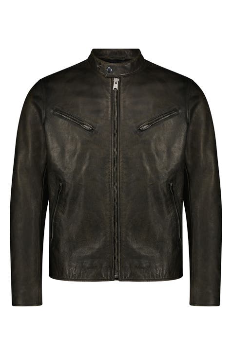 mens black leather jacket | Nordstrom