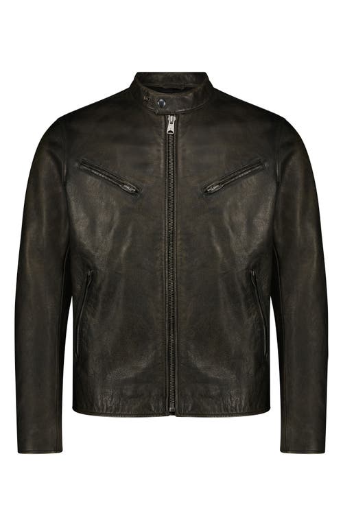 Lucky Brand Bonneville Washed Leather Jacket Black at Nordstrom,