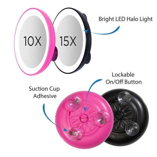 Shop Zadro Lighted Compact Mirror With 10x Magnification & Suction Cup In Pink