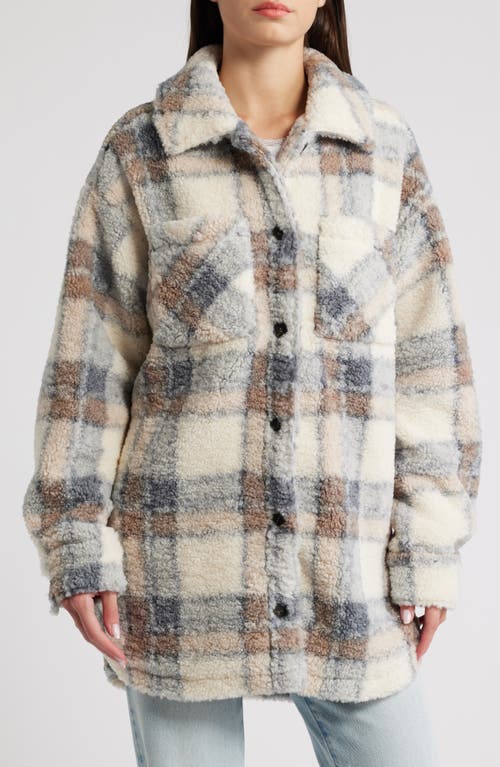 Shop Thread & Supply Plaid Fleece Shirt Jacket In Brown Slte Combo