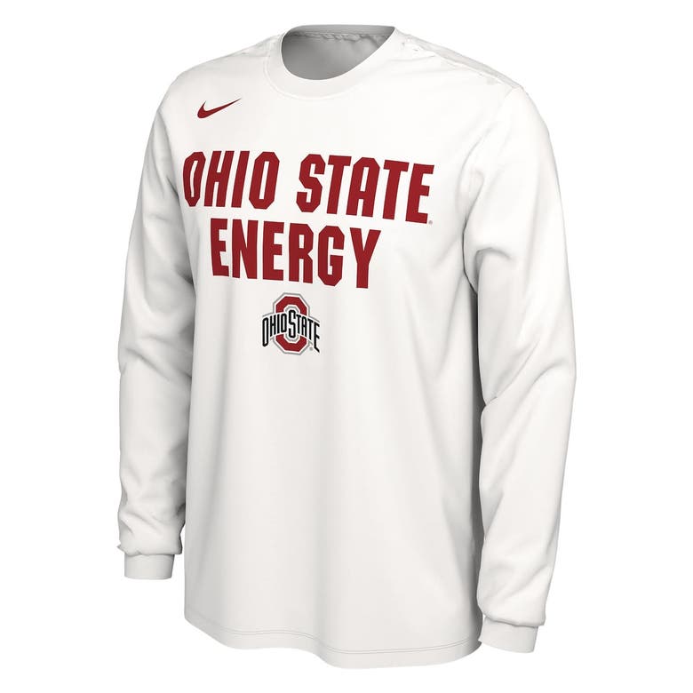 Shop Nike Unisex   White Ohio State Buckeyes 2024 On-court Bench Energy Long Sleeve T-shirt