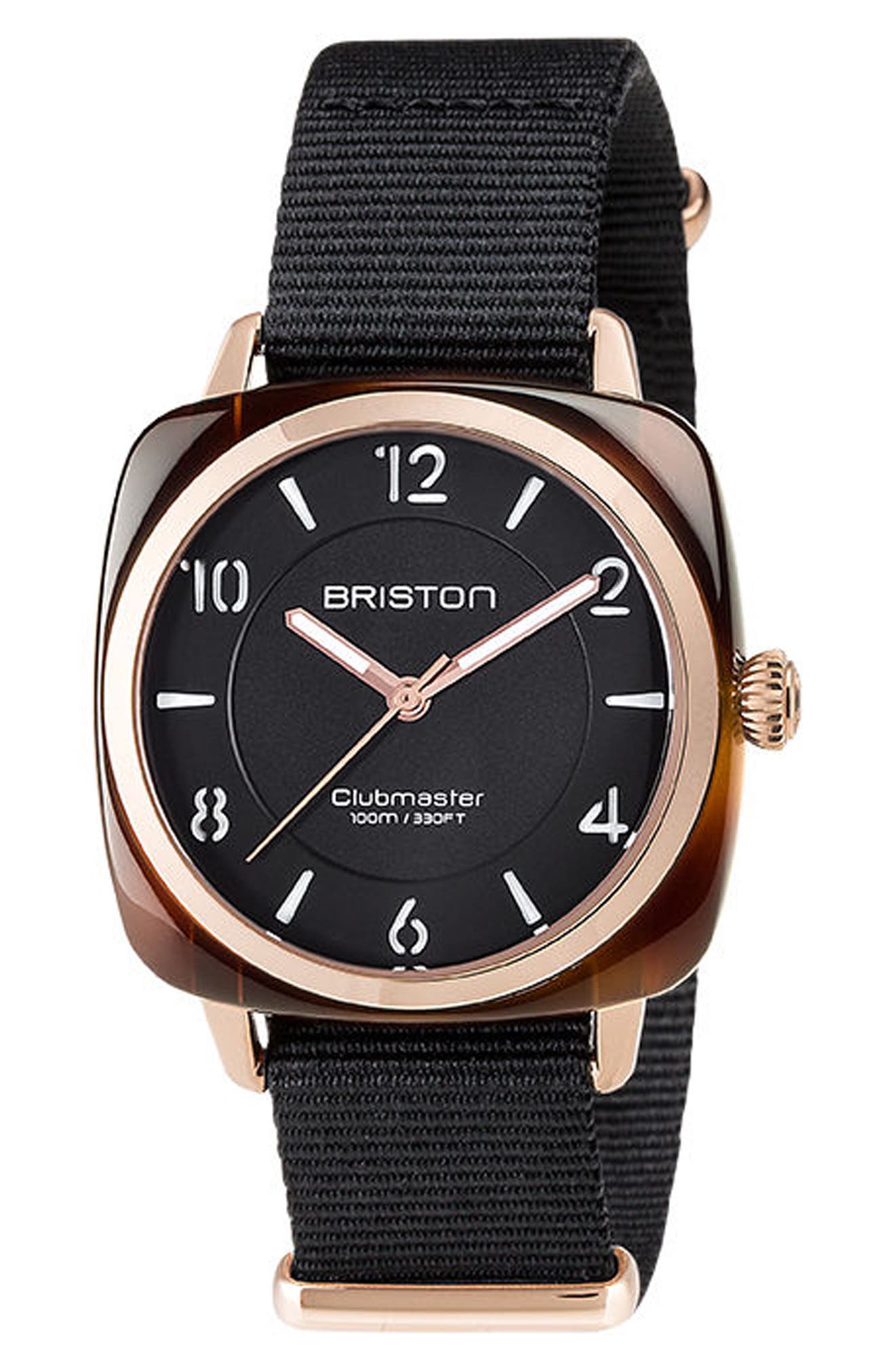 Briston Watches Clubmaster Chic Nylon Strap Watch, 36mm Nordstrom