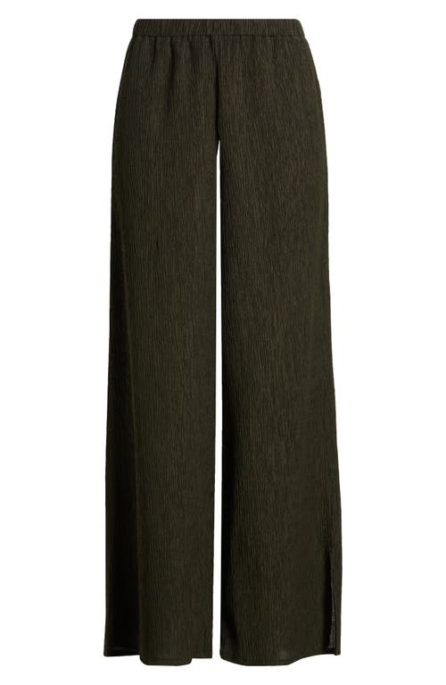 Shop Eileen Fisher Crinkled Wide Leg Pants In Seaweed