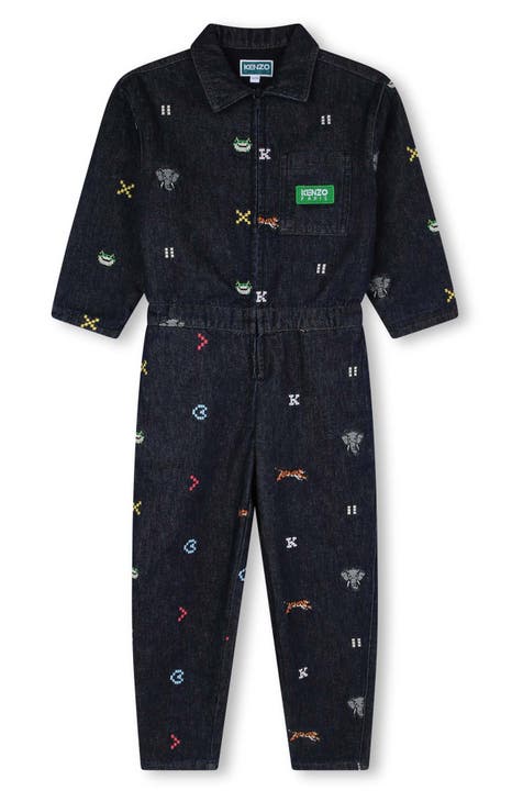 Kids' All in One Embroidered Denim Jumpsuit (Little Kid & Big Kid)
