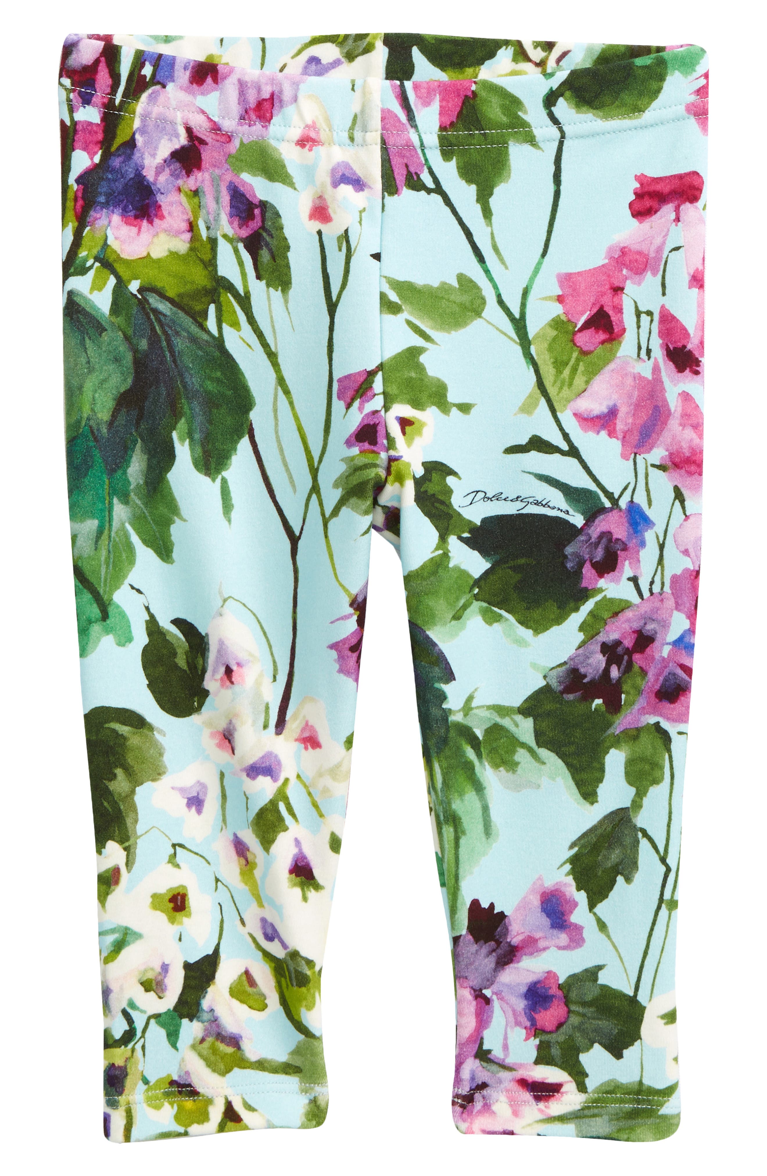 Dolce & Gabbana Floral Print Leggings in Hc3Jd Giard. pitt. fdo. azzur at Nordstrom, Size 3-6M Us