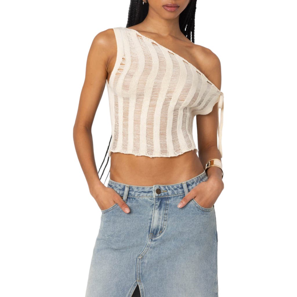 EDIKTED EDIKTED TAMRA ASYMMETRIC LADDER STITCH TOP
