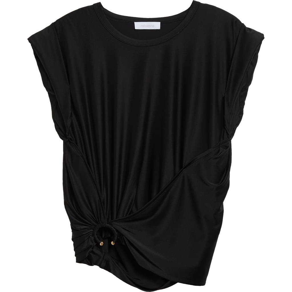 Rabanne Haut Ruched Jersey T-shirt In Black