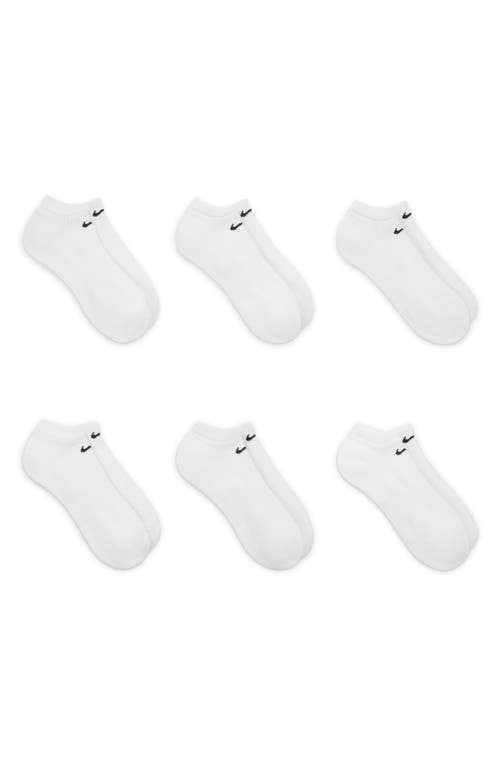 Nike Kids' 6-Pack Everyday Cushioned No-Show Training Socks in White/Black