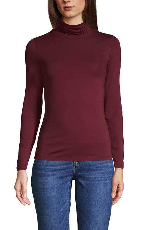 Shop Lands' End Lightweight Jersey Skimming Long Sleeve Turtleneck In Rich Burgundy