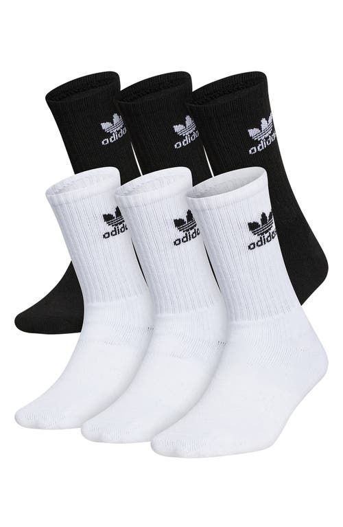 adidas Originals Kids' Trefoil 6-Pack Crew Socks in White/Black at Nordstrom