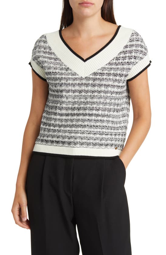 Ted Baker Lauryin Check Cap Sleeve Crop Sweater In Neutral