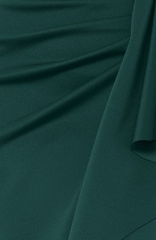 Xscape Evenings Side Ruffle Off The Shoulder Scuba Gown In Hunter