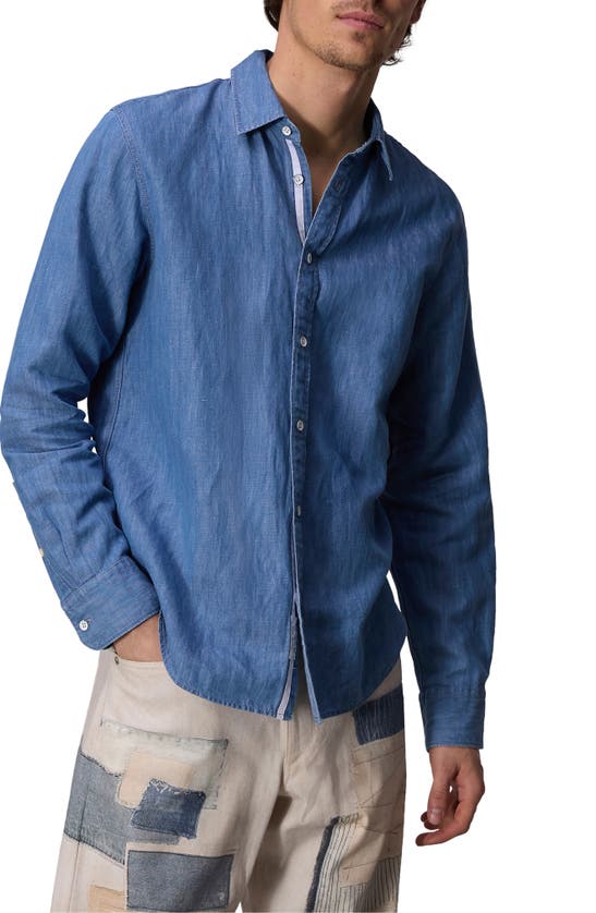 Shop Rag & Bone Finch Cotton & Linen Denim Button-up Shirt In Light Indigo