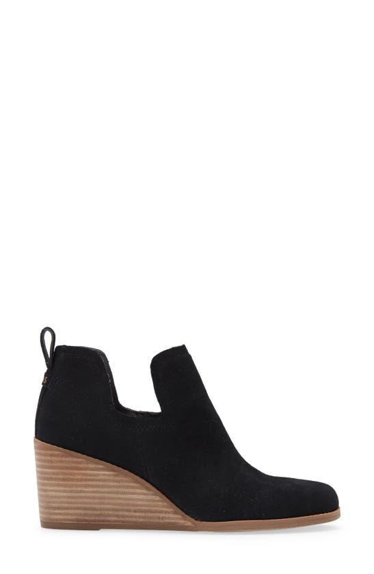 Toms Gwen 10021339 Boot Women Us 8.5 Black Suede Wedge Heel Ankle Bootie Zpo2356 In Black