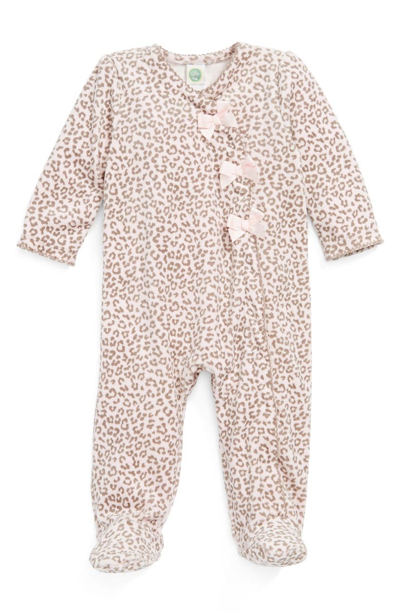 Little Me Leopard Bow Velour One Piece Baby Girls Nordstrom