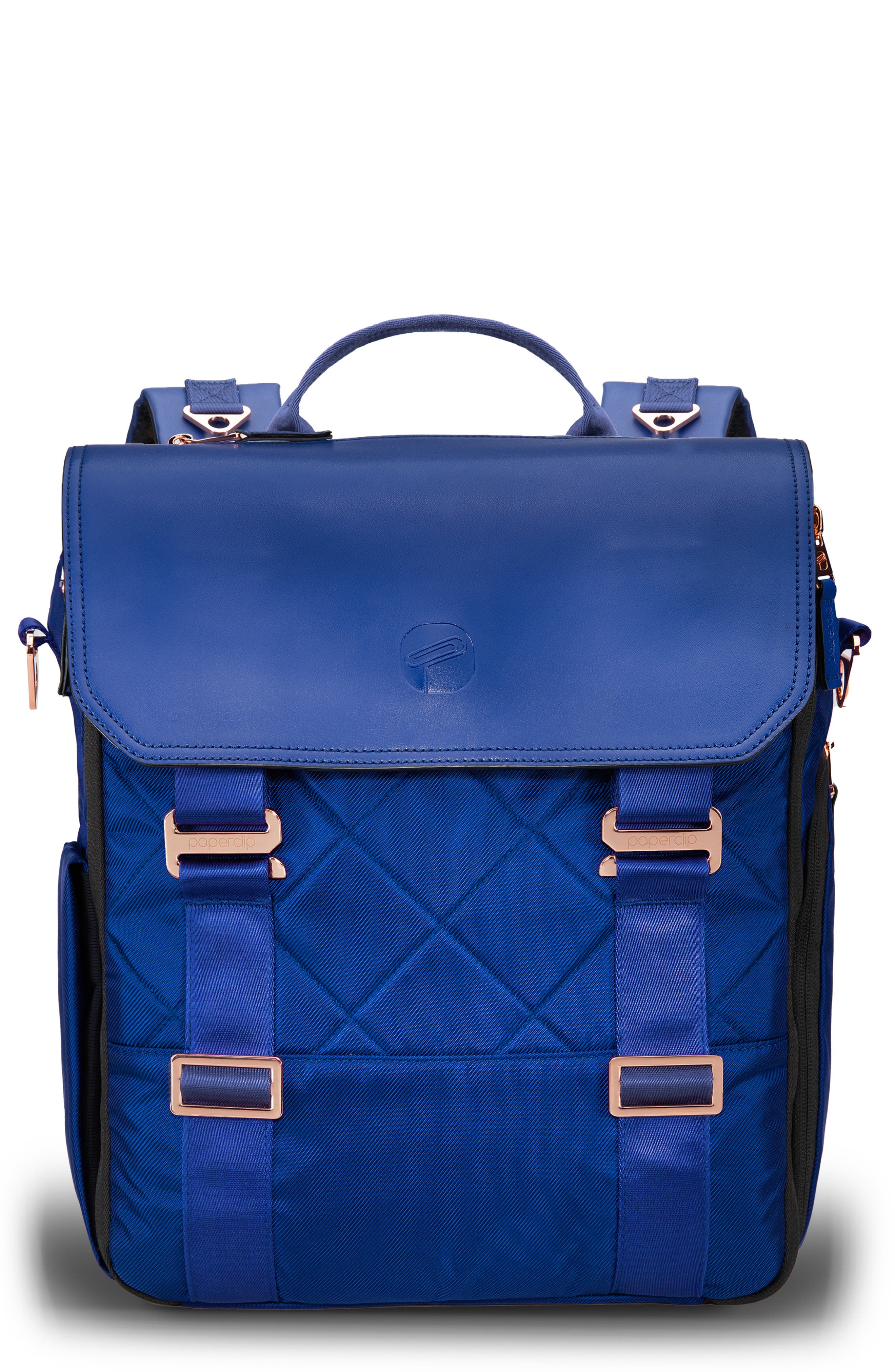 blue diaper backpack