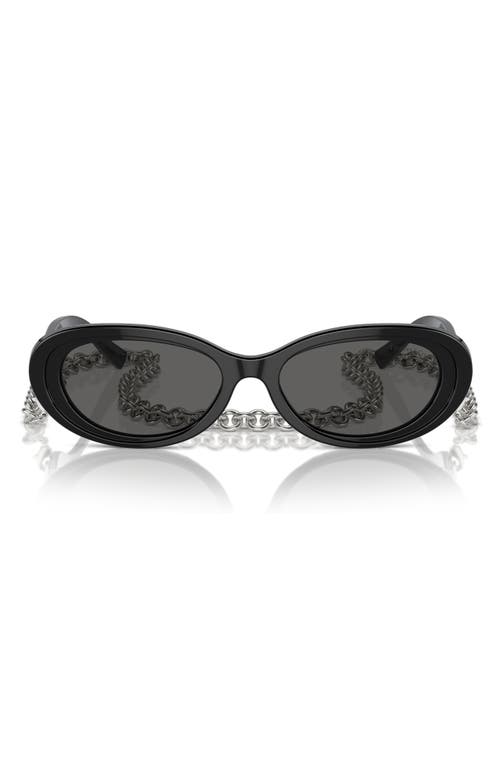 Tiffany & Co . 54mm Oval Sunglasses With Chain In Dark Grey