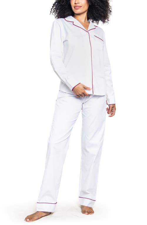 Petite Plume Contrast Piping Pajamas White at Nordstrom,