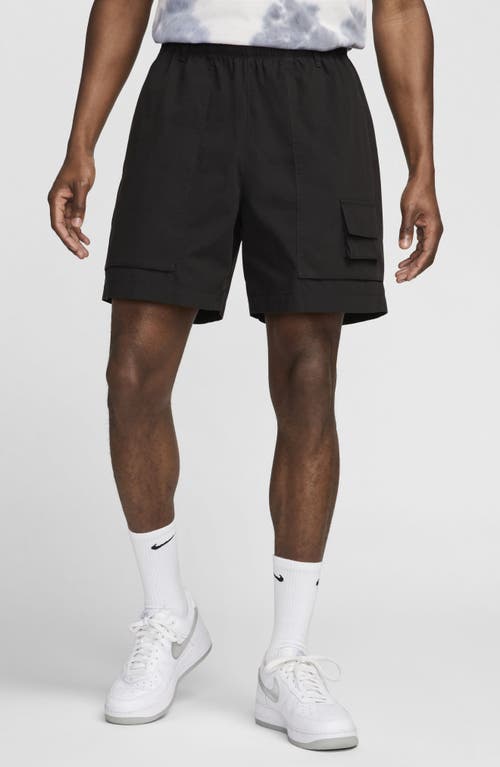 Nike Life Drawstring Cargo Camp Shorts In Black/black