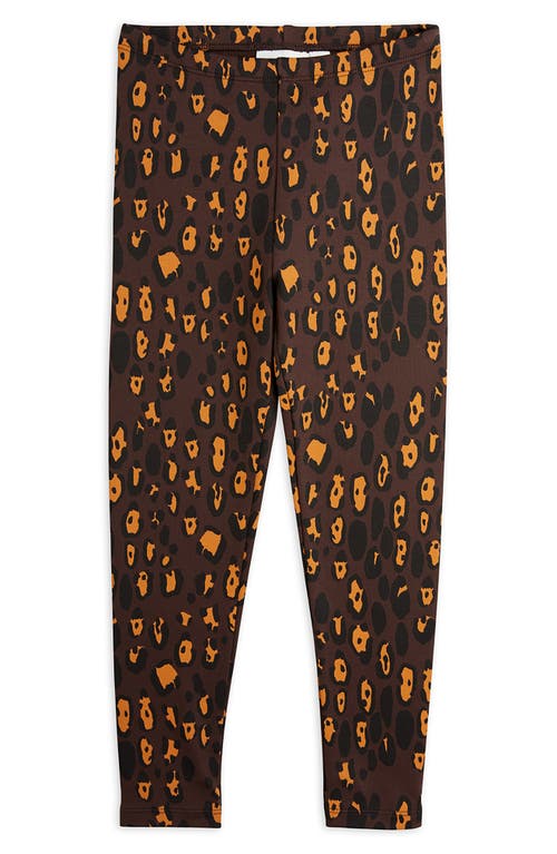 Mini Rodini Kids' Animal Print Leggings in Brown 